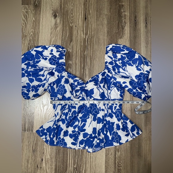 Tuckernuck Hyacinth‎ House Blue Floral Fiori Blouse Size small - Picture 6 of 8